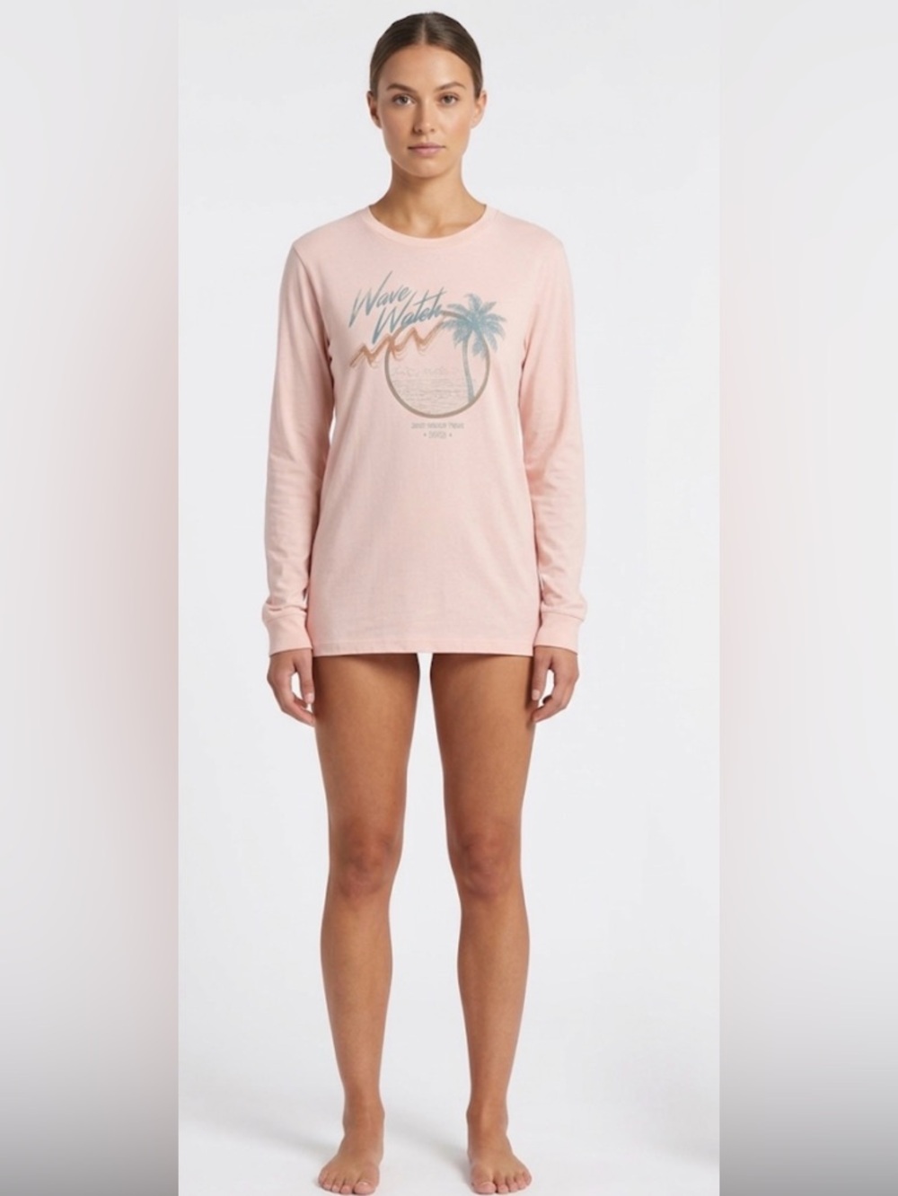 Roxy Light Pink 'Wave Watch' Long Sleeve Graphic Tee — Size L